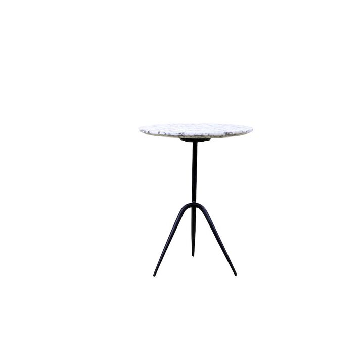 World Interiors Glacier 18 Accent Table with Alaska White Marble