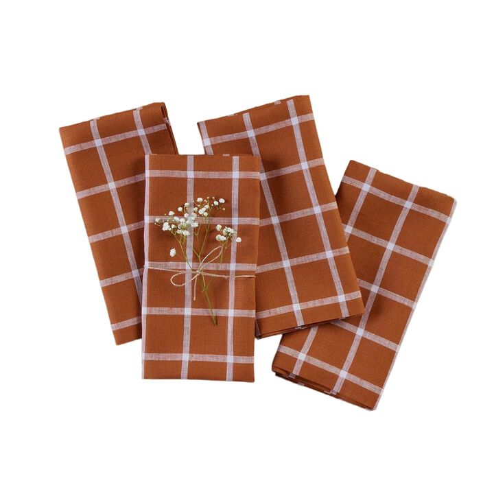 Linen Dinner Napkins - Windowpane