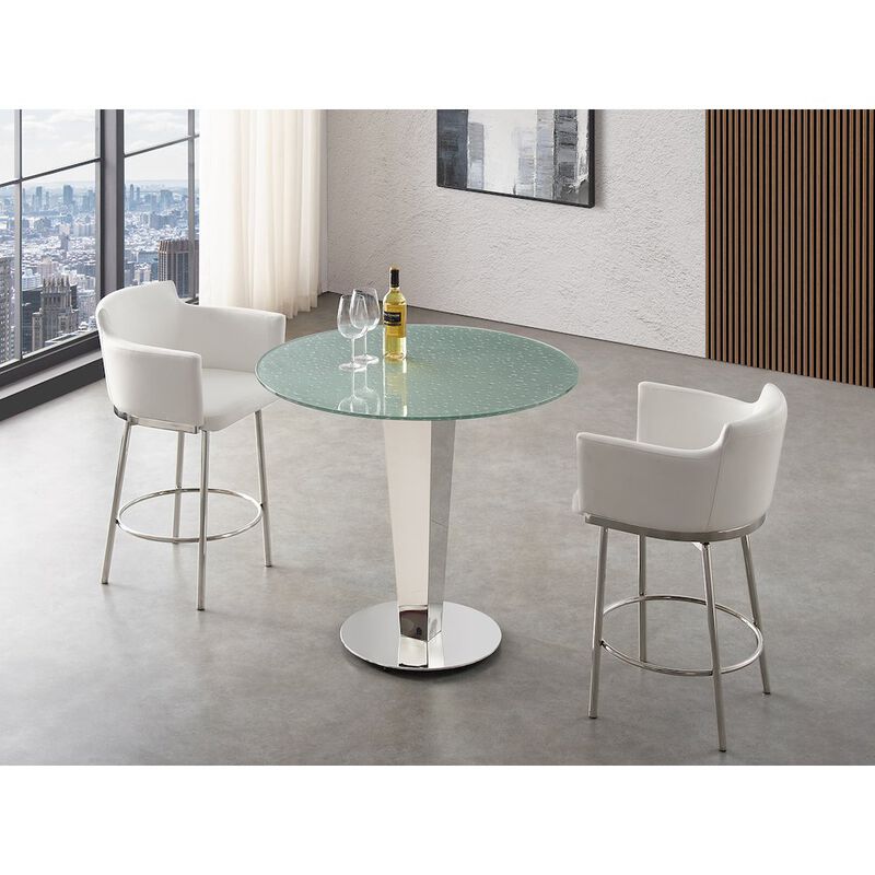 Casabianca Home Enzo 39 In Round Counter Table In Silver Rain Drops Glass