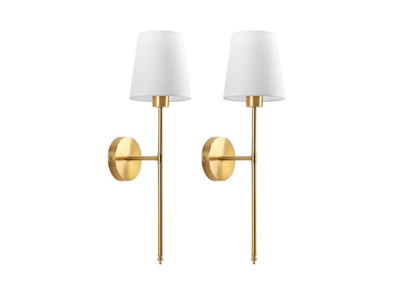 Battery Operated Wall Sconce Set of 2 Gold Rechargeable Dimmable Lights with Remote image number 0