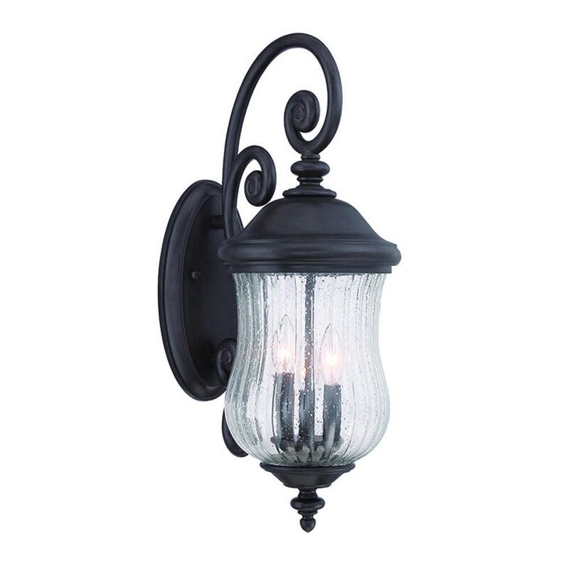 Hivvago Three Light Matte Black Urn Shaped Wall Light