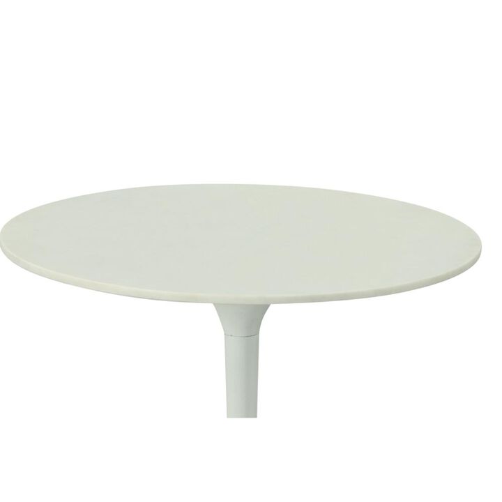 Carolina Living Enzo 30 Round Marble Top Dining Table - White Top - White Base