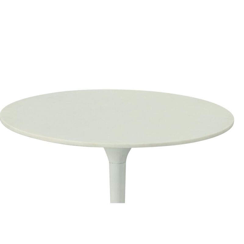 Carolina Living Enzo 30 Round Marble Top Dining Table - White Top - White Base