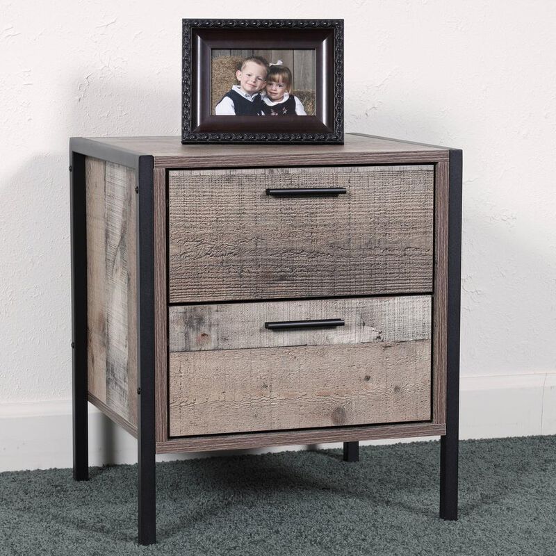 American Furniture Classics Two Drawer Night Stand with Metal Frame and Legs image number 1