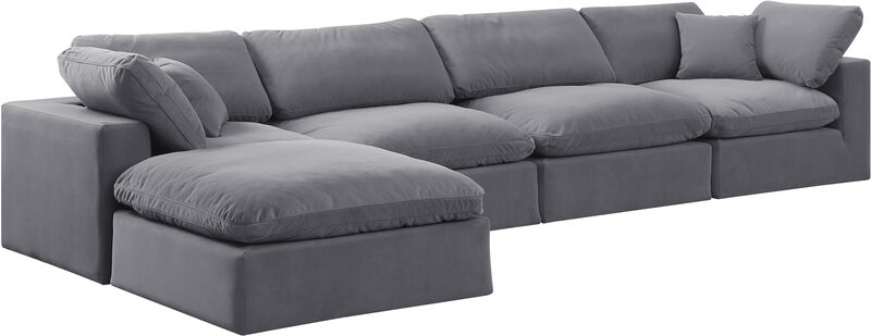 Meridian Furniture Comfy Grey Velvet Modular Sectional
