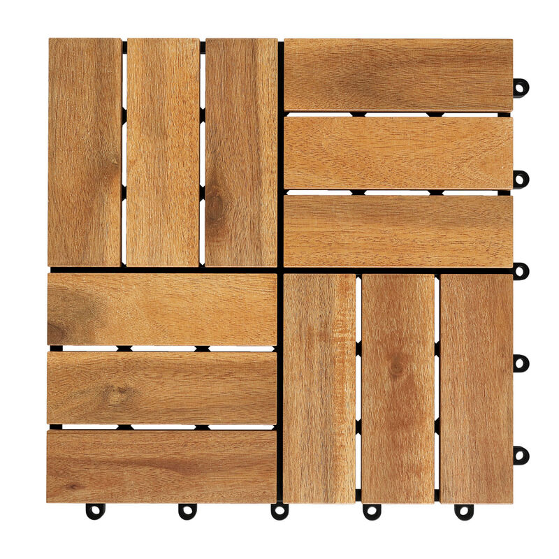 Acacia Wood Interlocking Deck Tiles 54 Piece Set for Balcony Patio and Garden-Natural image number 4