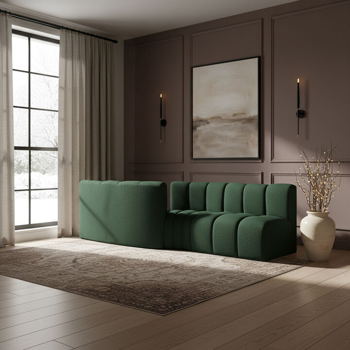 Meridian Furniture Arc Green Boucle Fabric Modular Sofa