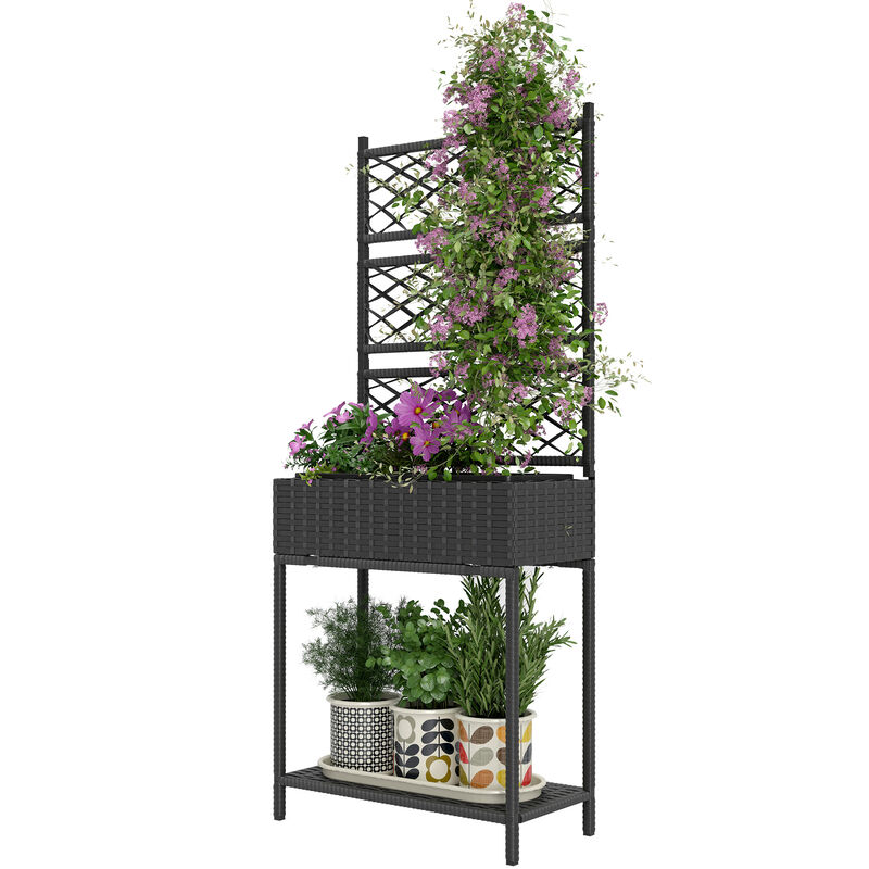 Hivvago Freestanding Raised Planter with Wicker Trellis image number 0