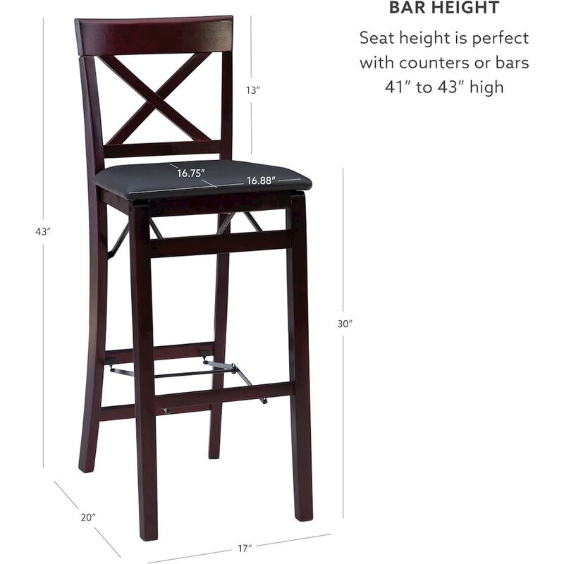 Linon Triena 30 In X Back Folding Bar Stool image number 2