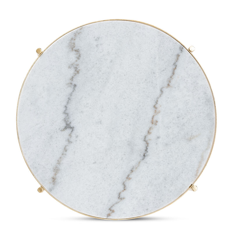 Baxton Studio Maddock Modern Gold Finished Metal End Table With Marble Tabletop image number 4