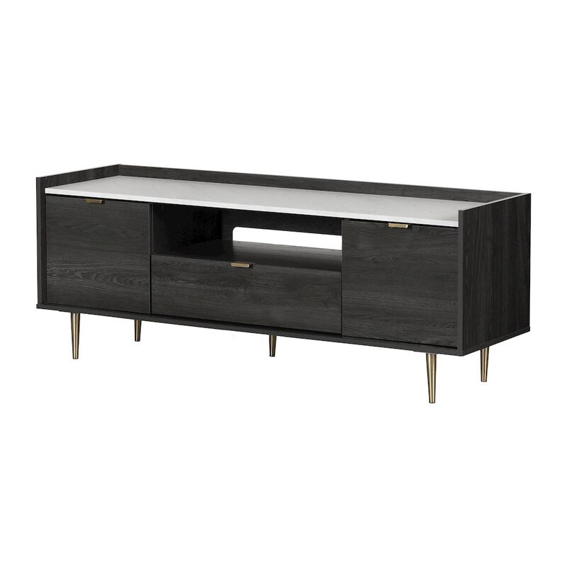Hype TV Stand, Gray Oak and Faux Carrara Marble