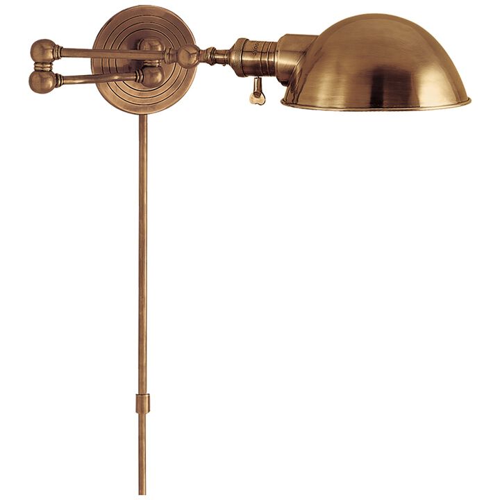 Boston Swing Arm on Antique Brass with SLG Shade