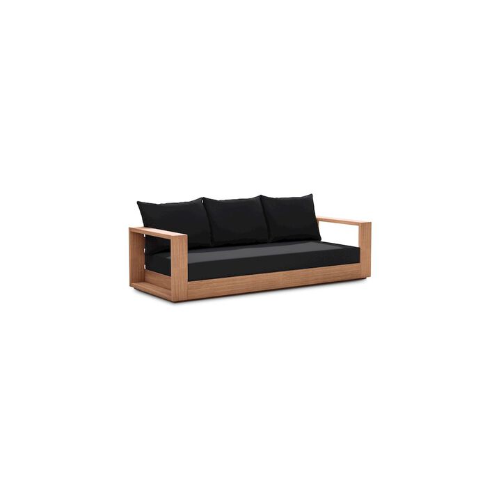 Meridian Furniture Tulum Black Water Resistant Fabric Outdoor Sofa