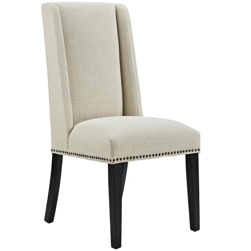 Fabric dining chair with backrest and cushioned seat, modern sturdy construction image number 1