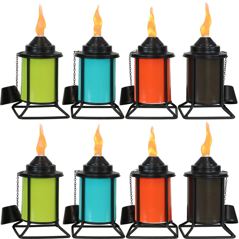 Sunnydaze Glass/Metal Square Outdoor Tabletop Torches - Multi - Set of 8