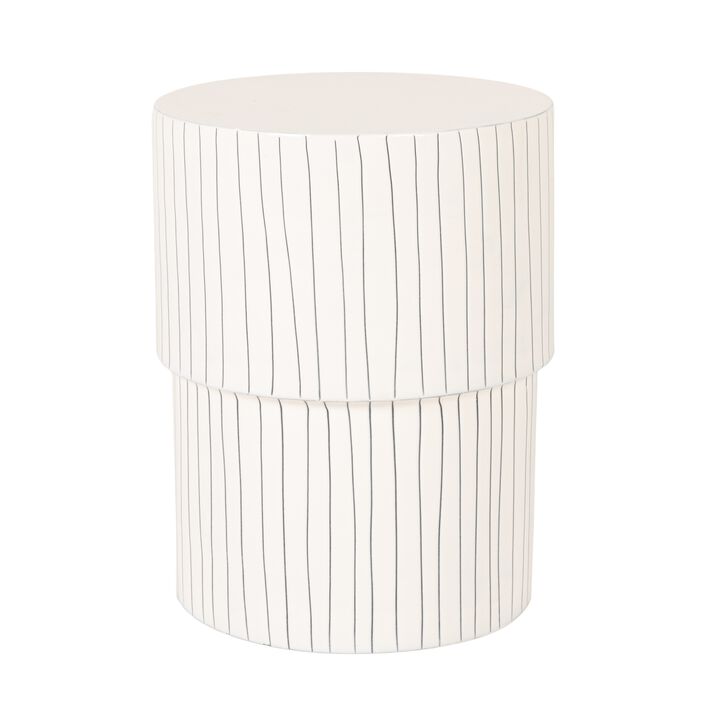Rowena Interiors White Metal Stripe Accent Table