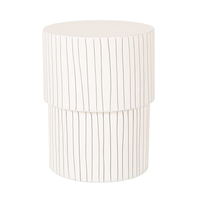 Rowena Interiors White Metal Stripe Accent Table image number 0