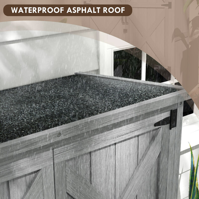 Outsunny Outdoor Storage Cabinet with Waterproof Asphalt Roof, Natural