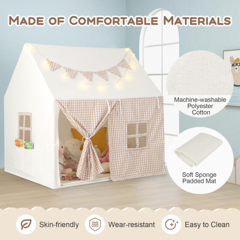 Hivvago Kids Play Tent Large Playhouse with Padded Mat and 2 Breathable Windows