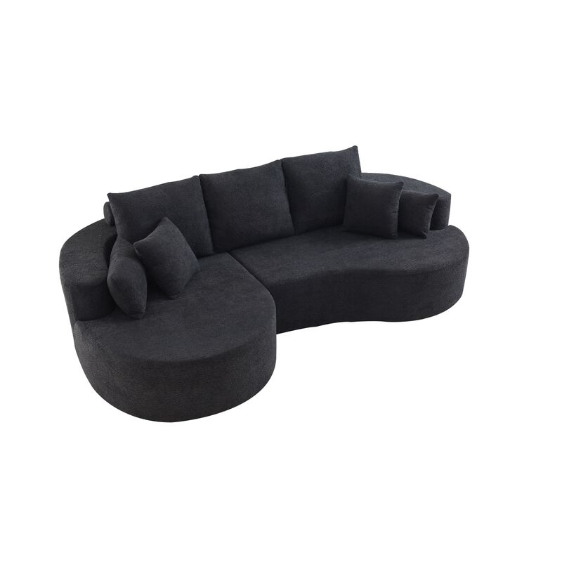 Christopher Knight Home Edana 106" Modern Cozy Upholstered 4 Seater Curved Sectional Sofa with 7 Pillows
