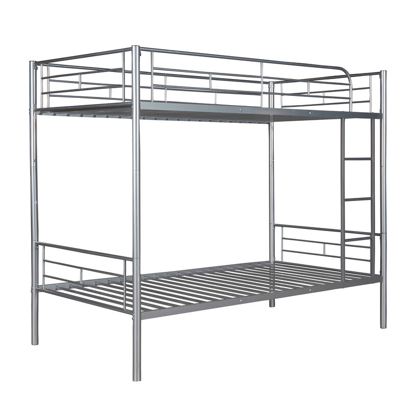 Whisen Twin Over Twin Metal Bunk Bed - White