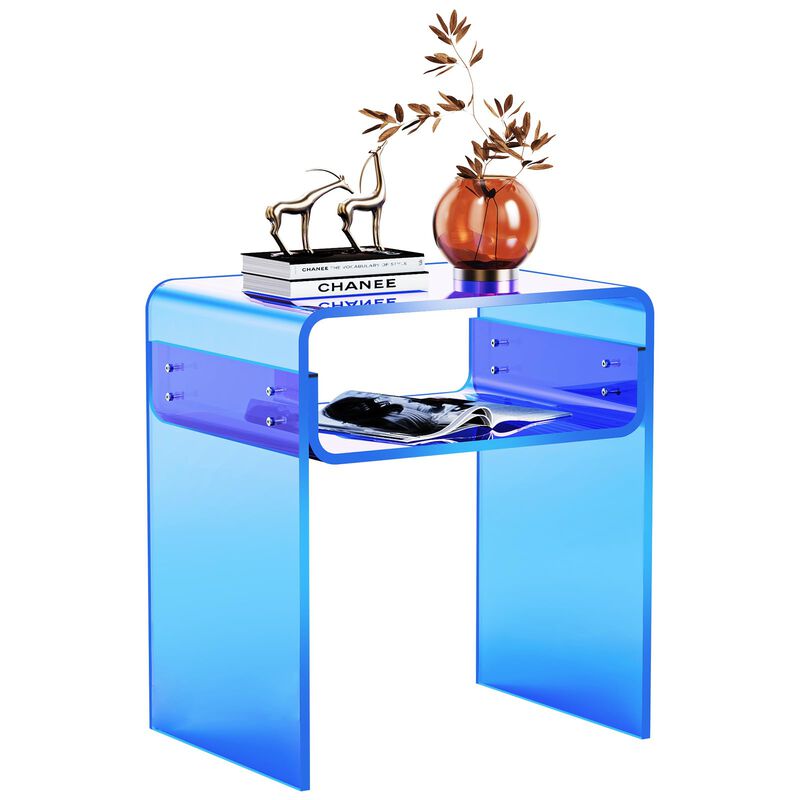 solaround Clear Acrylic End Table 2-Tier Bedside Nightstand for Living Room Bedroom