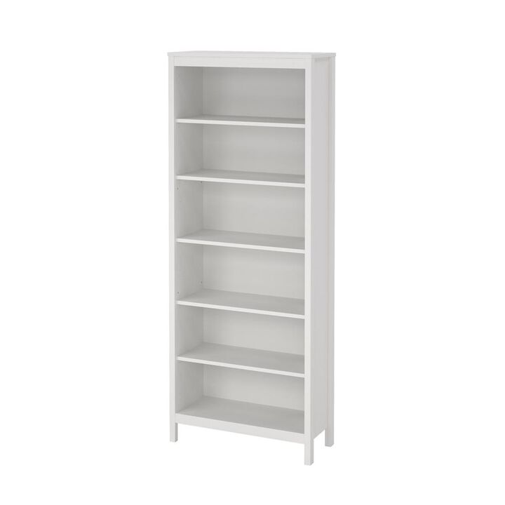 Tvilum Madrid Adjustable 6 Shelf Bookcase, Open Storage Home Office Bookshelf, White