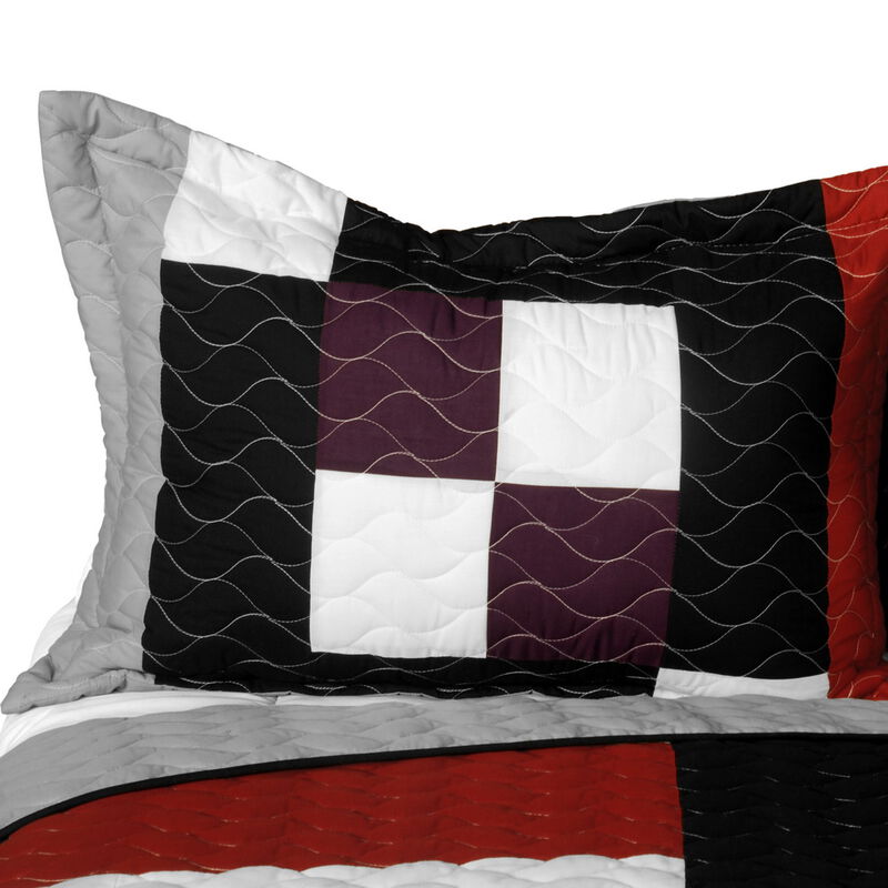 Classical Sentiment Queen Size 3PC Quilted Patchwork Bed Cover Bedding Set image number 4