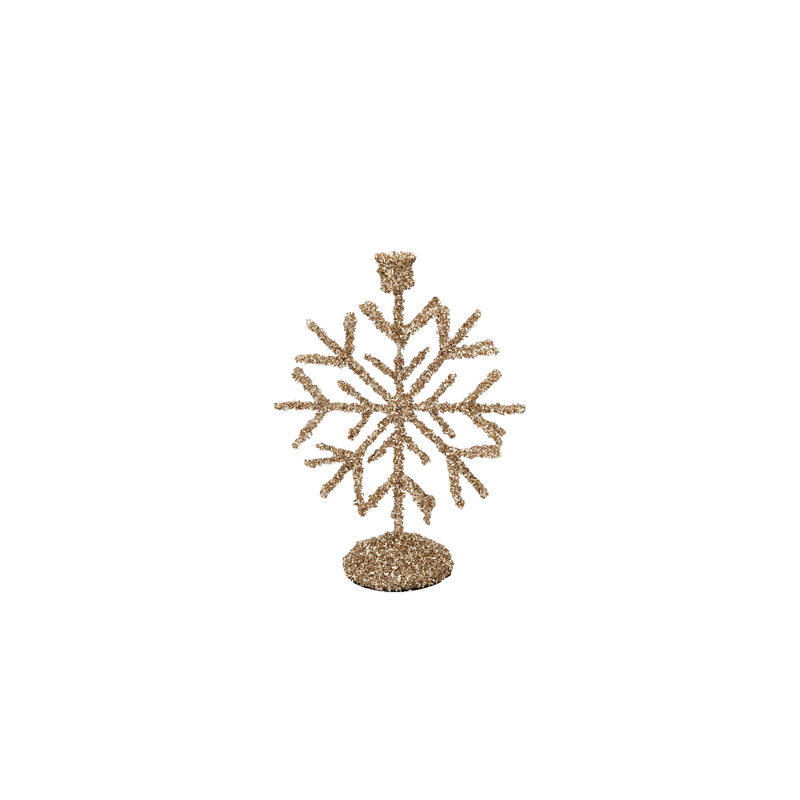 Champagne Glitter Iron Snowflake Taper Holder image number 0