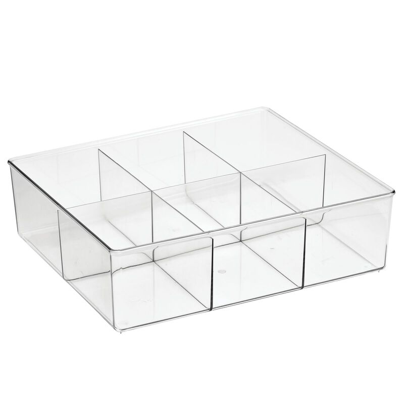 mDesign Plastic 6 Compartment Kitchen Pantry Drawer Divided Organizer Bin, Clear image number 1