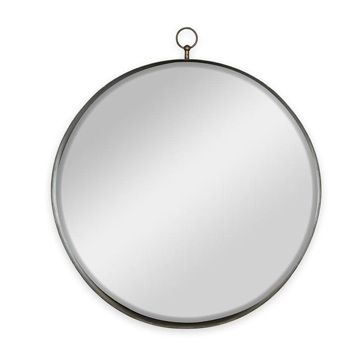 HomeRoots 34" Gold Round Iron Framed Accent Mirror