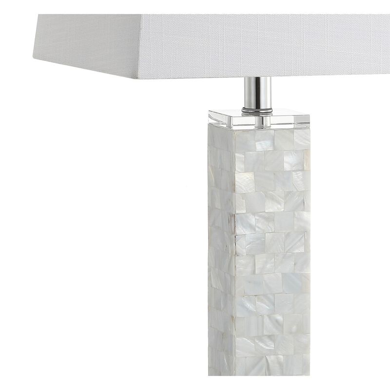 Noelle 28.5" Seashell LED Table Lamp, White (Set of 2)