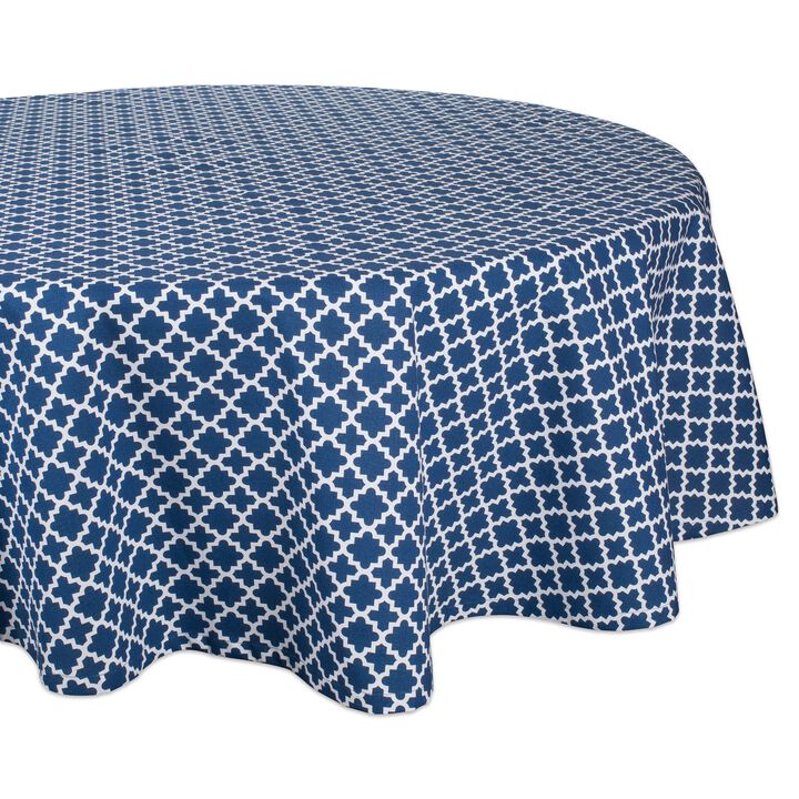 70" Navy Blue Cotton Lattice Tablecloth
