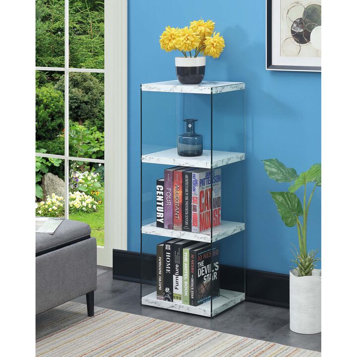 Convenience Concepts SoHo 4 Tier Tower Bookcase, White Faux Marble