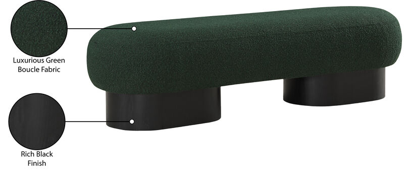 Meridian Furniture Robertson Green Boucle Fabric Bench