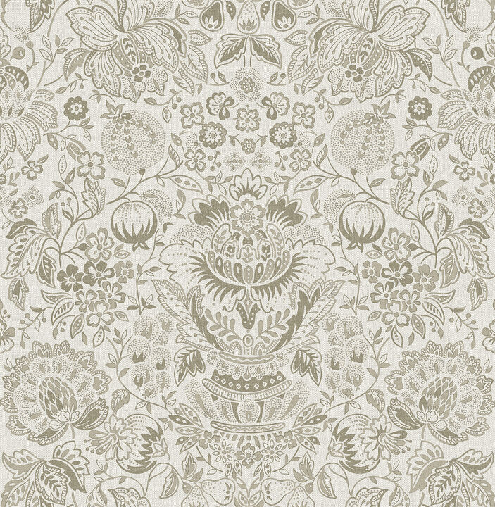 Blanche Neutral Floral Damask Wallpaper