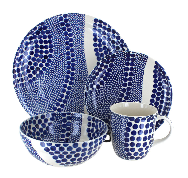 Blue Rose Polish Pottery Blue Tulip 4 Piece Place Setting - Service for 1