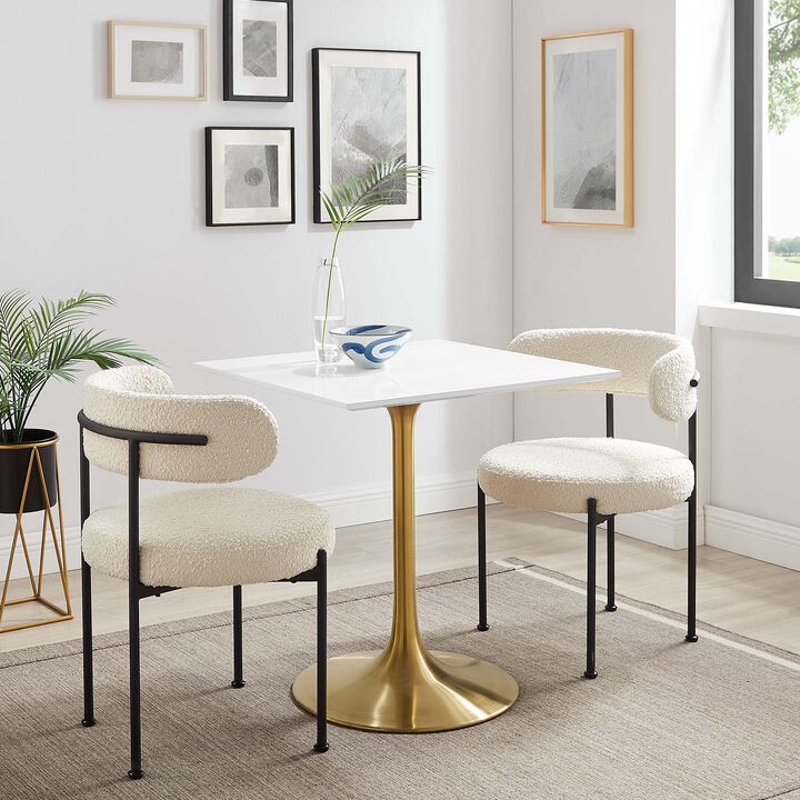 Modway - Lippa 28" Square Wood Top Dining Table Gold White