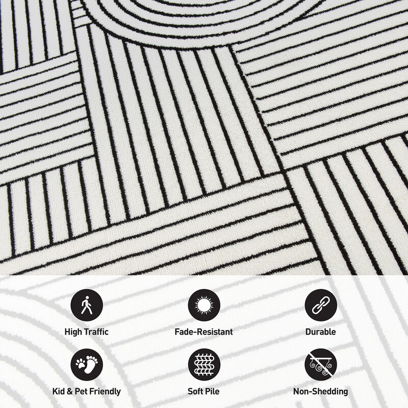 World Rug Gallery Contemporary Stripe Arch Design Area Rug:  Stain & Fade-Resistant,  Low Pile,  Pet Friendly image number 5