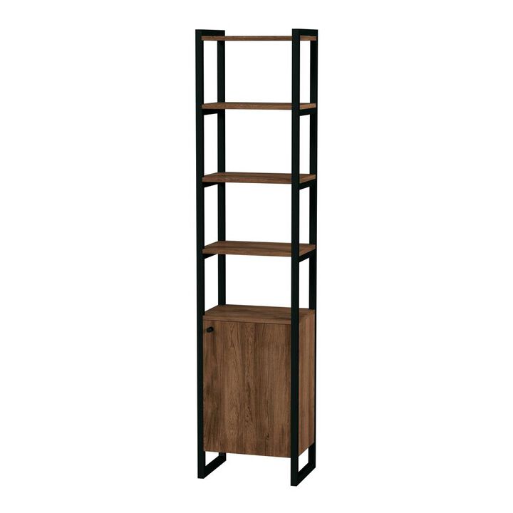 Butler Specialty Drake 73 Narrow Walnut Bookcase with Storage, Medium Brown