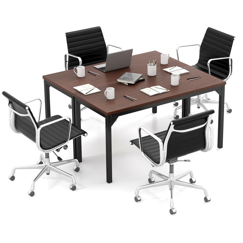 Costway Set of 2 55" Conference Table Office Computer Study Desk Metal Base Meeting Room