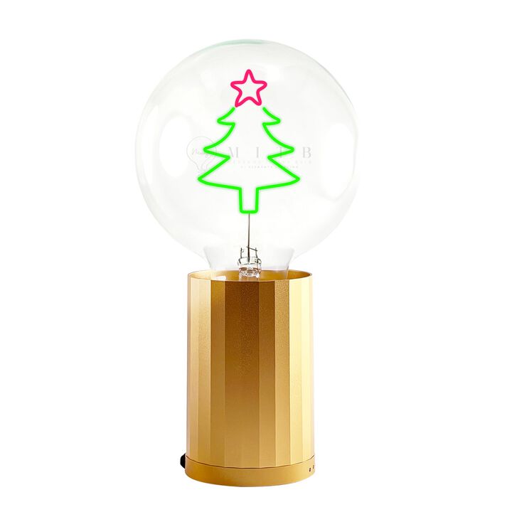 Bulb XMAS TREE Red/ Green with Base Table Lamp PORTABLE Rose Gold