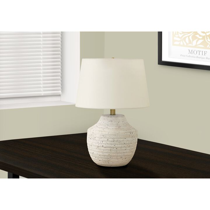 Monarch Specialties 9730 - Lighting, 20"H, Table Lamp, Cream Concrete, Ivory / Cream Shade, Modern