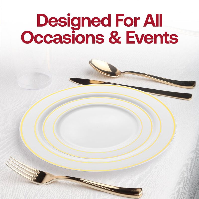 6" White with Gold Edge Rim Plastic Pastry Plates (240 plates) image number 6