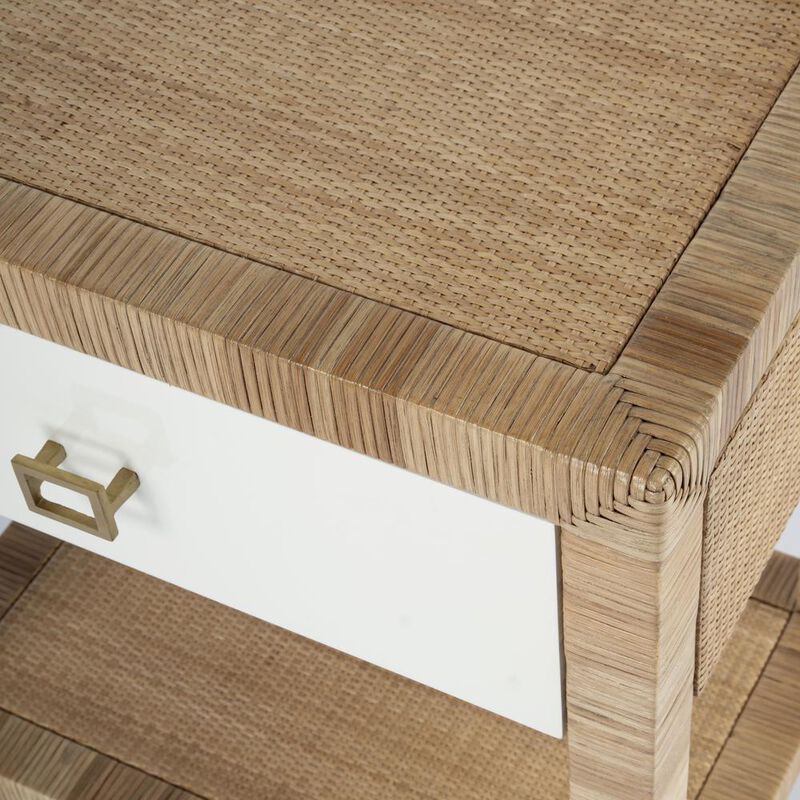 Butler Specialty Corfu 1 Drawer Natural Rattan Nightstand, Natural and White image number 3