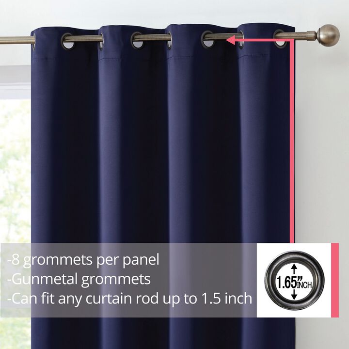 THD Cambridge Blackout Heavy Thermal Insulated Energy Saving Heat/Cold Blocking Grommet Curtain Drapery Panels for Bedroom & Living Room, Set of 2