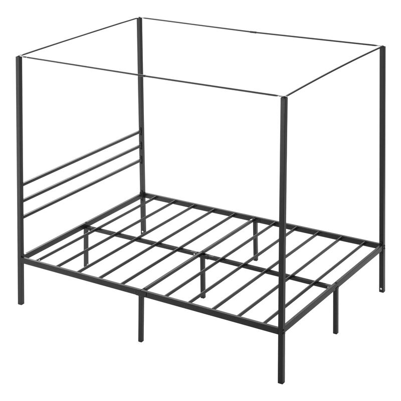 Full Size Metal Canopy Bed Frame, Minimalist Four Poster Design image number 8