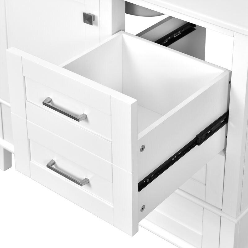 Whisen 36 in. Bathroom Storage Cabinet Bathroom Vanity with Ceramic Sink, Soft Close Door and 3 Drawers