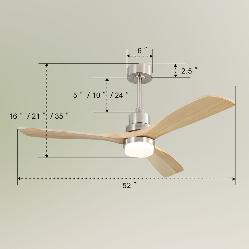 ELEMENT ACE 52 Inch Ceiling Fan With Dimmable LED Light and 6-Speed Remote Featuring Energy-Efficient DC Motor image number 2