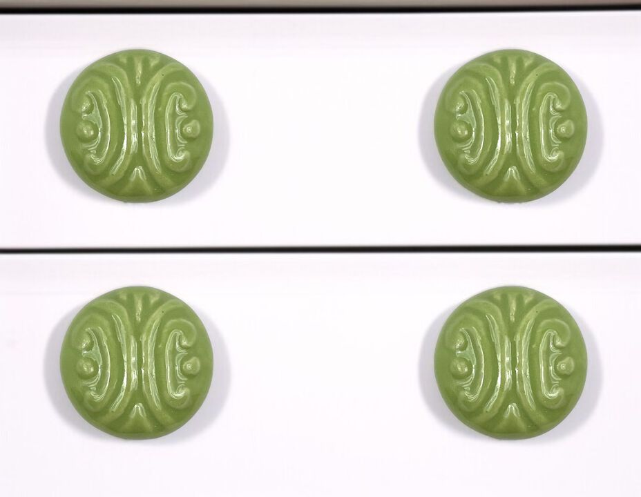 HomeRoots Set of Six Green Mushroom Knob Embossed Ceramic Drawer Pull Knobs